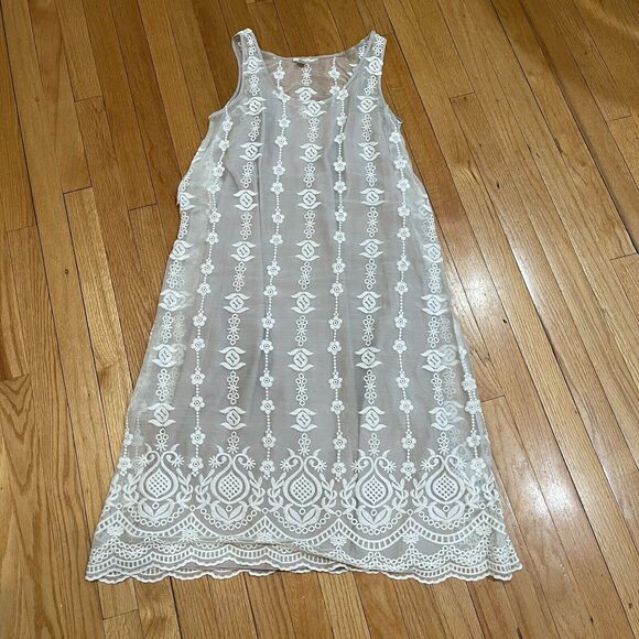 Sundance Silk Overlay Embroidered Dress Womens Size S Romantic Fairy Gray EUC - Picture 7 of 16
